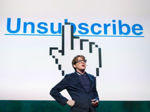 Click to play James Veitch: The agony of trying to unsubscribe